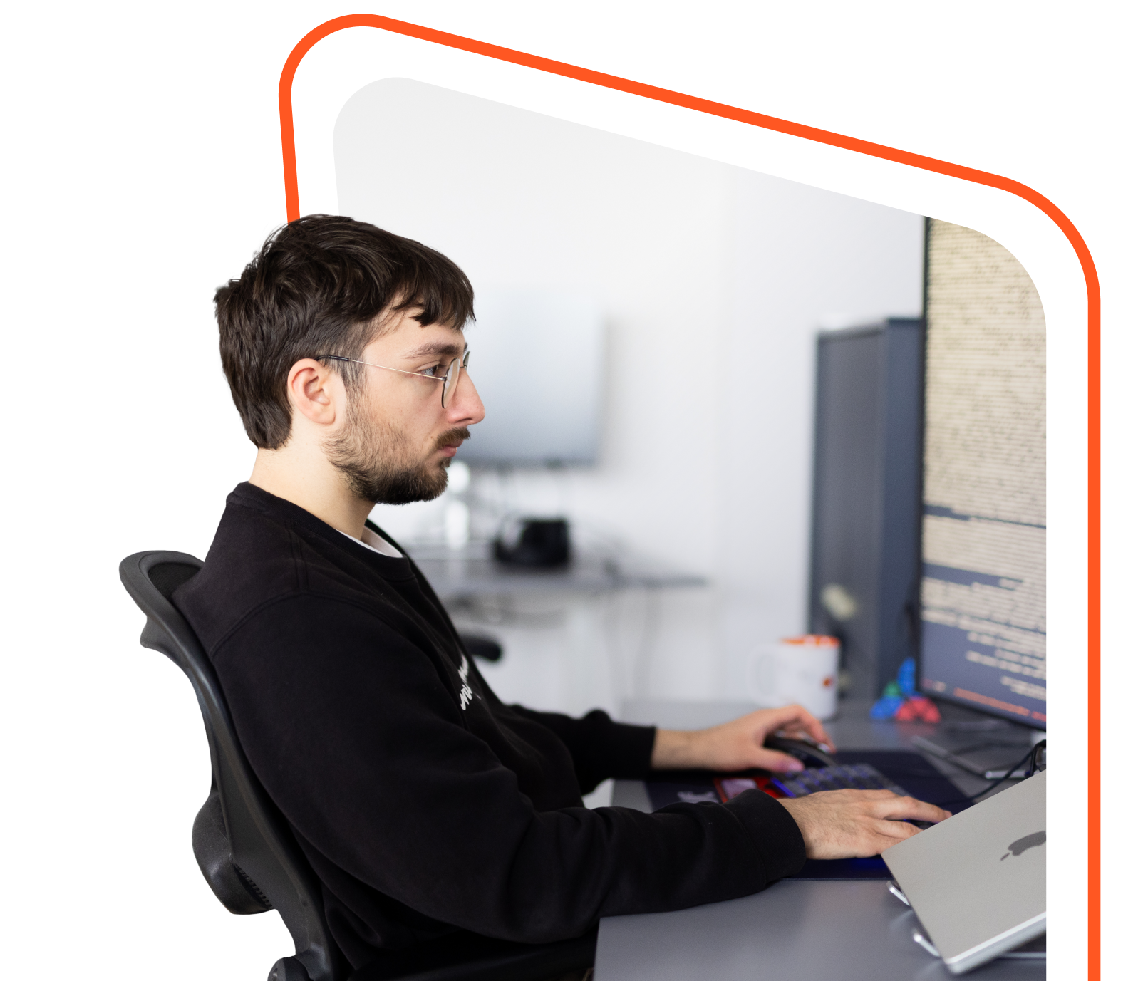 Developer coding in a Ruby on Rails development company.